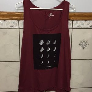 Old Navy Maroon Moon Boyfriend Tank